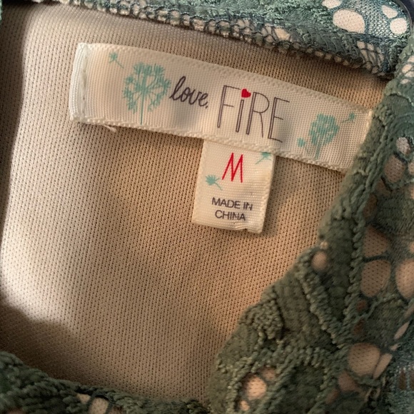 Olive Green Lace High Neck Dress - Picture 4 of 4